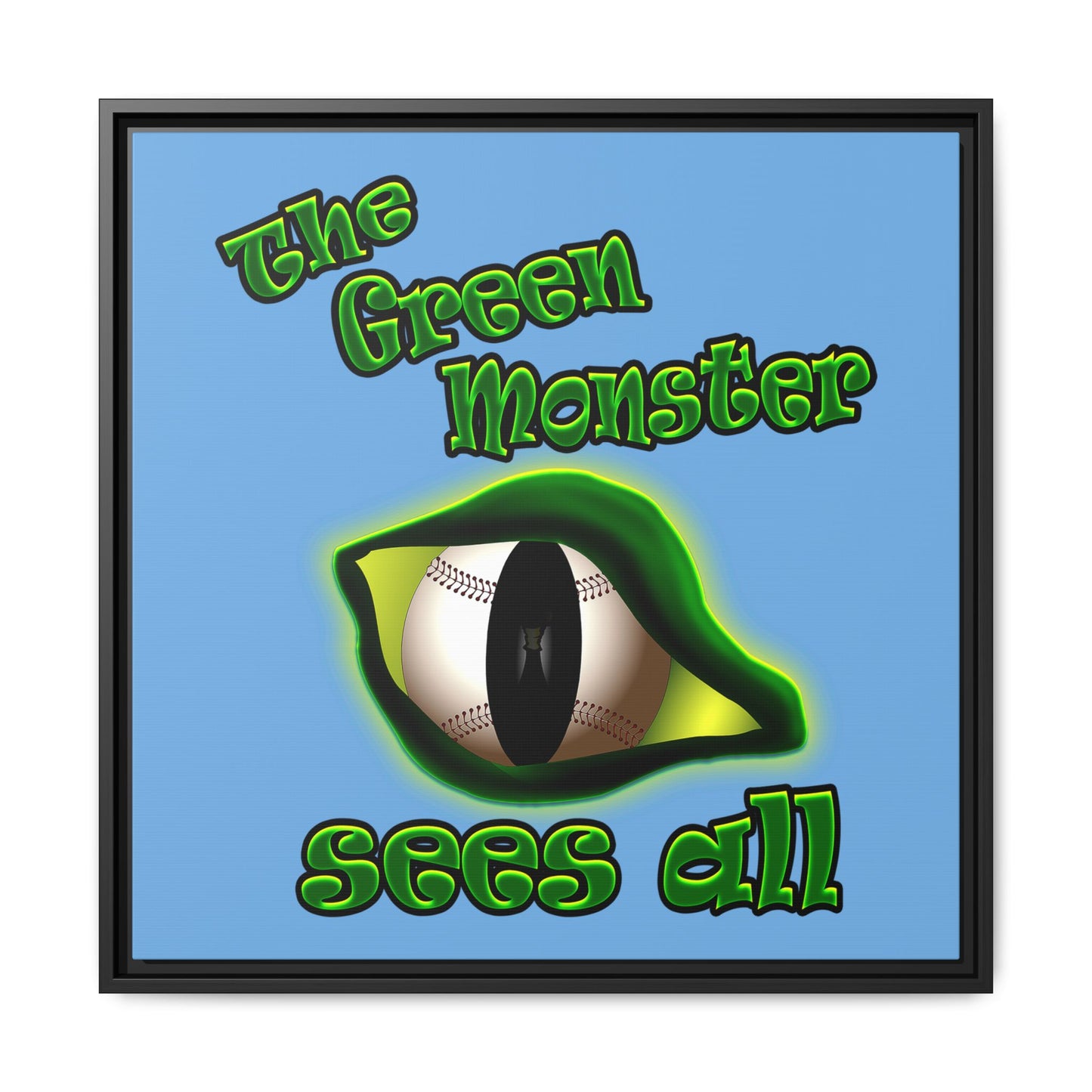 green monster - framed canvas art (light blue)