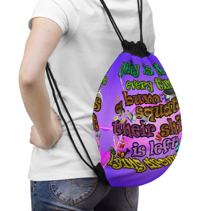 the bum's shit - Drawstring Bag (purple-pink wave)