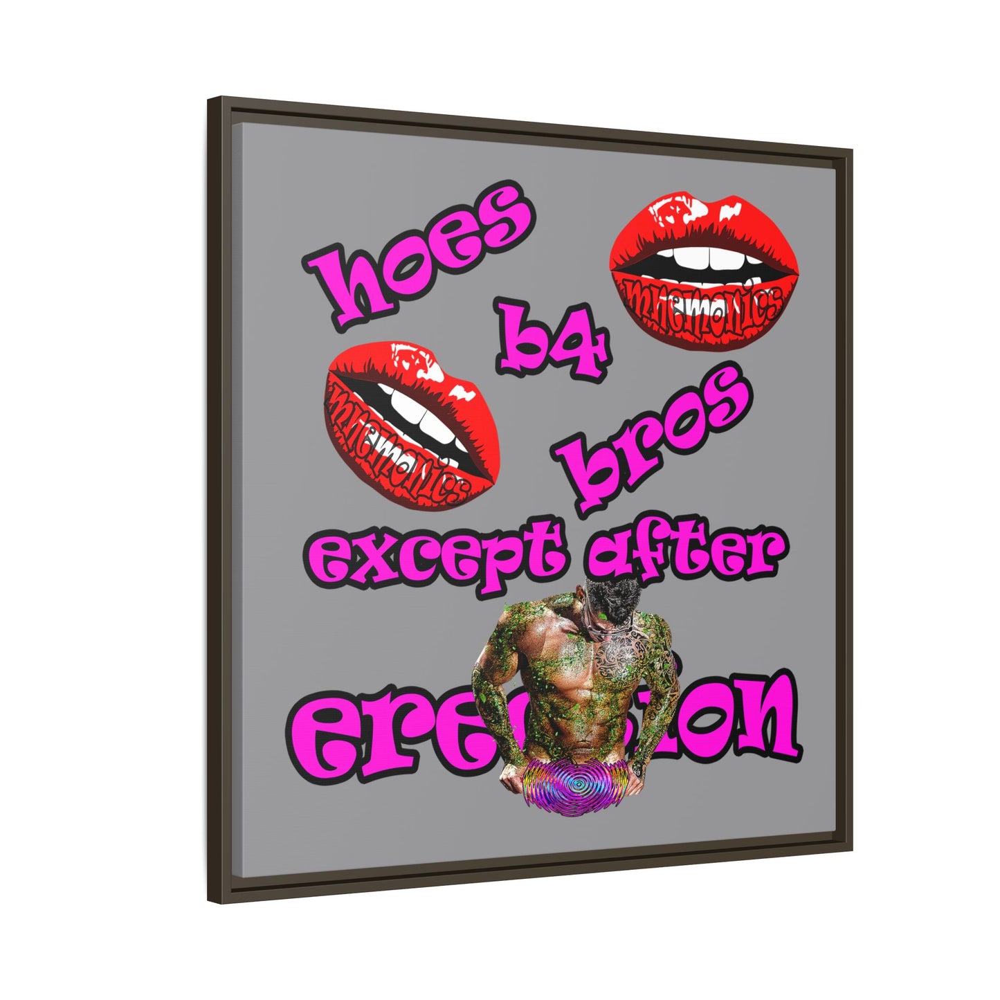 hoes b4 bros - framed canvas art (grey)