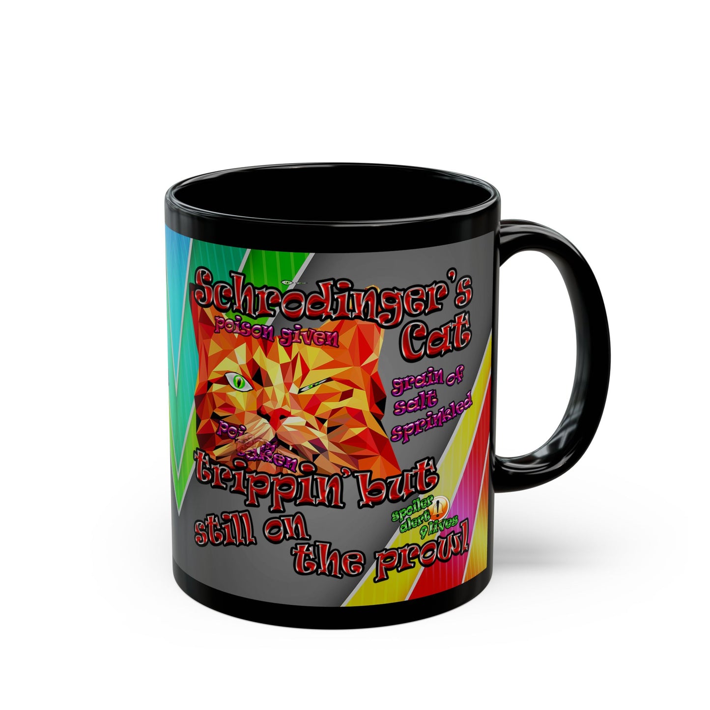 schrodinger's cat - Black Mug (rainbow split)