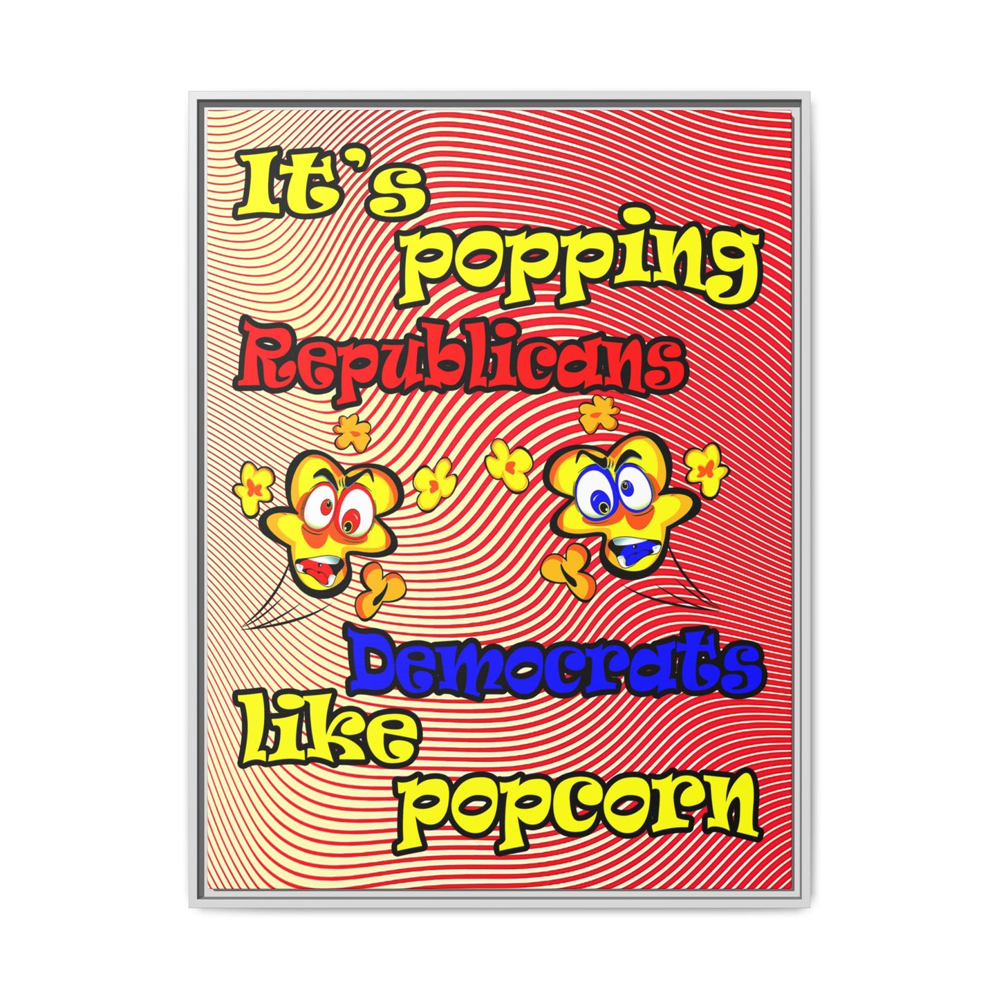 popping like popcorn - framed canvas art (yellow-orange wave)