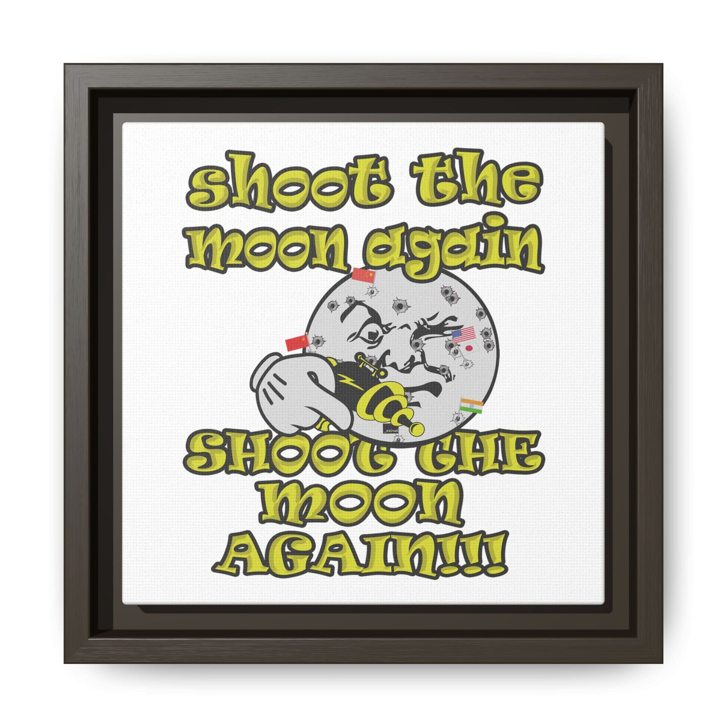 shoot the moon again - framed canvas art (white)