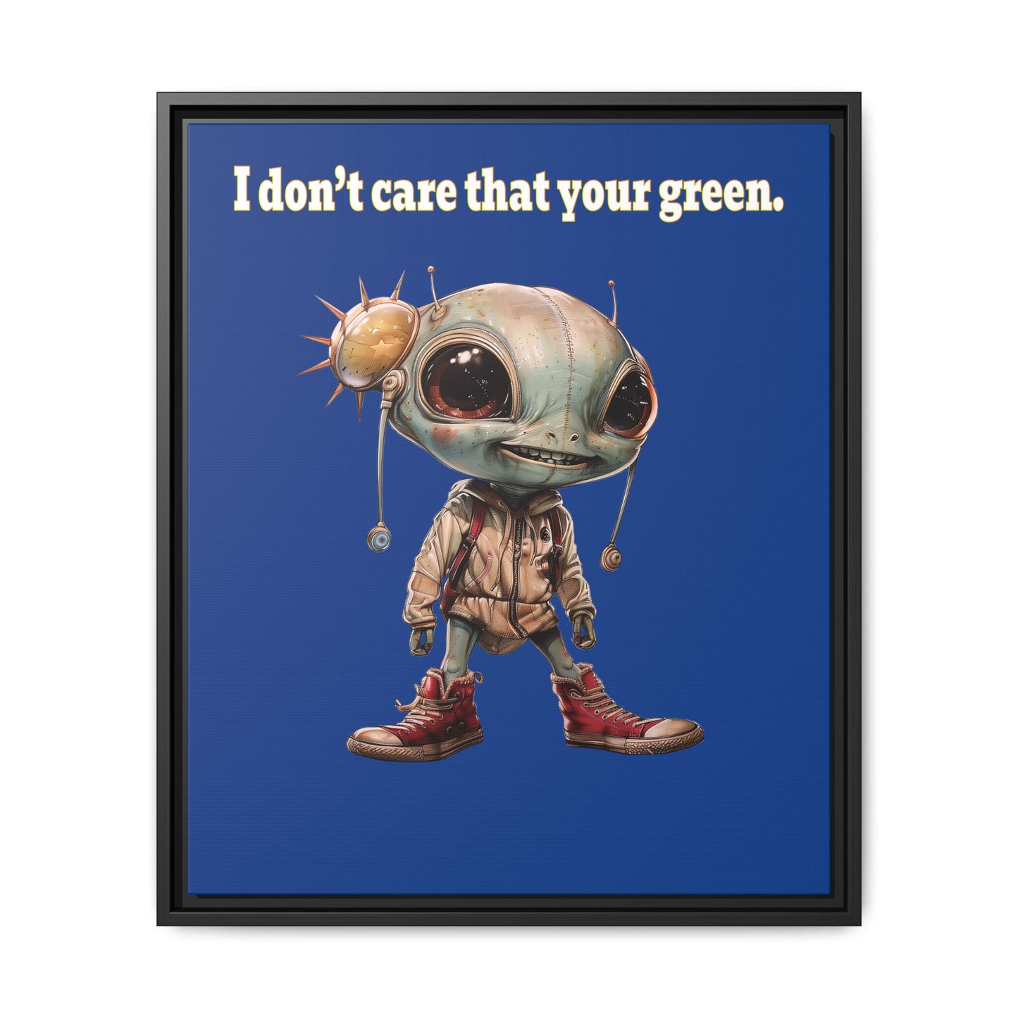 I don't care that your green - framed canvas art (dark blue)