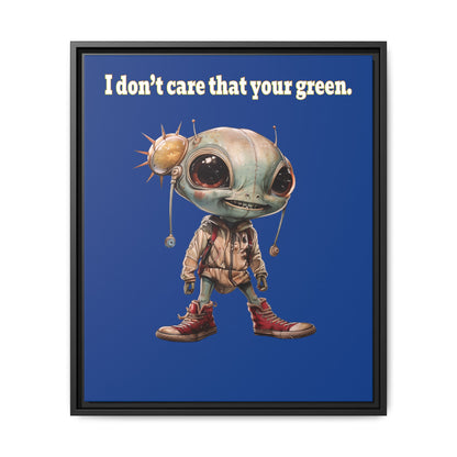 I don't care that your green - framed canvas art (dark blue)