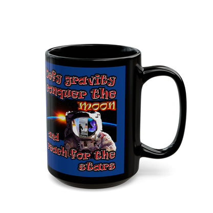 defy conquer reach - Black Mug (dark blue)