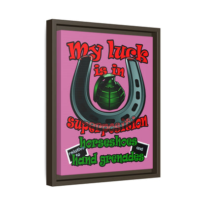 my luck - framed canvas art (light pink)
