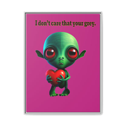 I don't care that your grey - framed canvas art (pink)