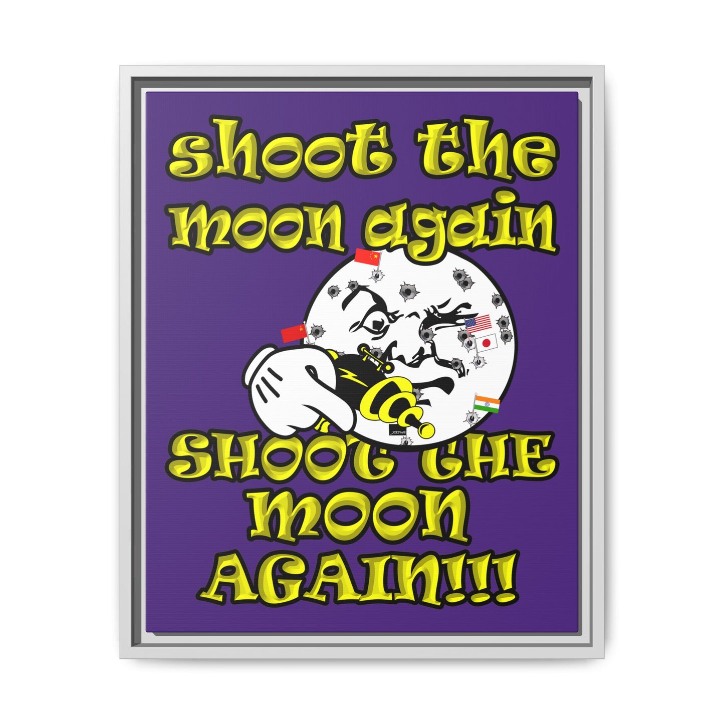 shoot the moon again - framed canvas art (purple)