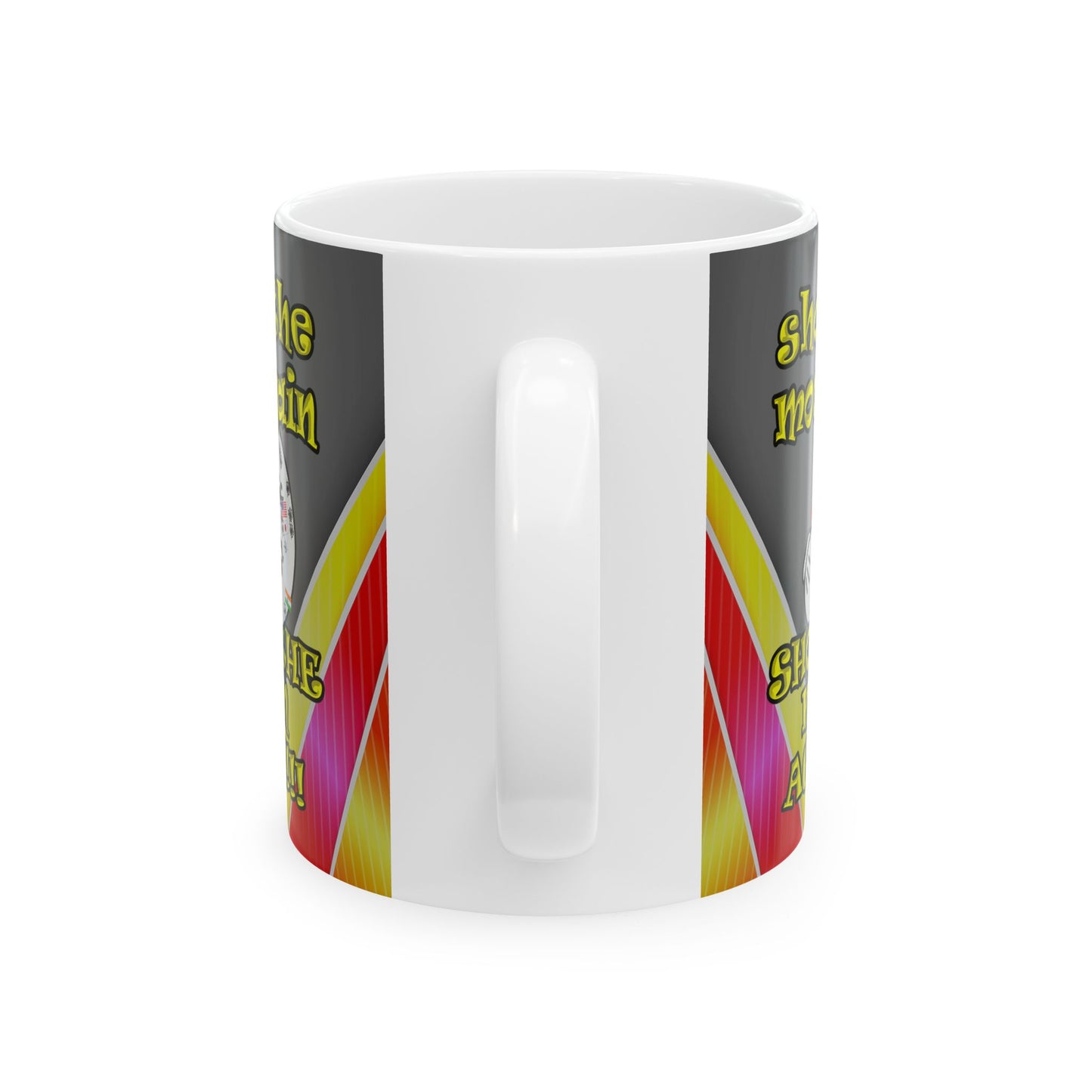 shoot the moon again - White Mug (rainbow split)