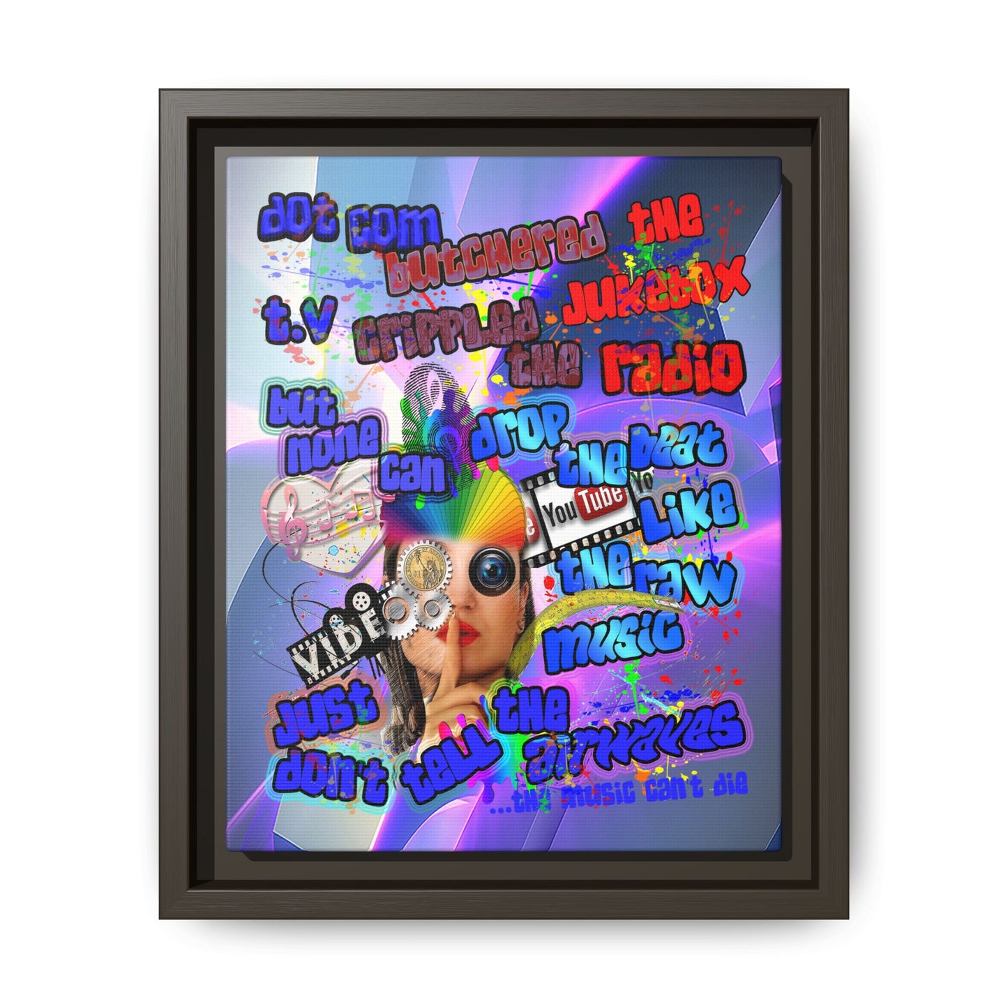 drop the beat - framed canvas art (grey-pink wave)