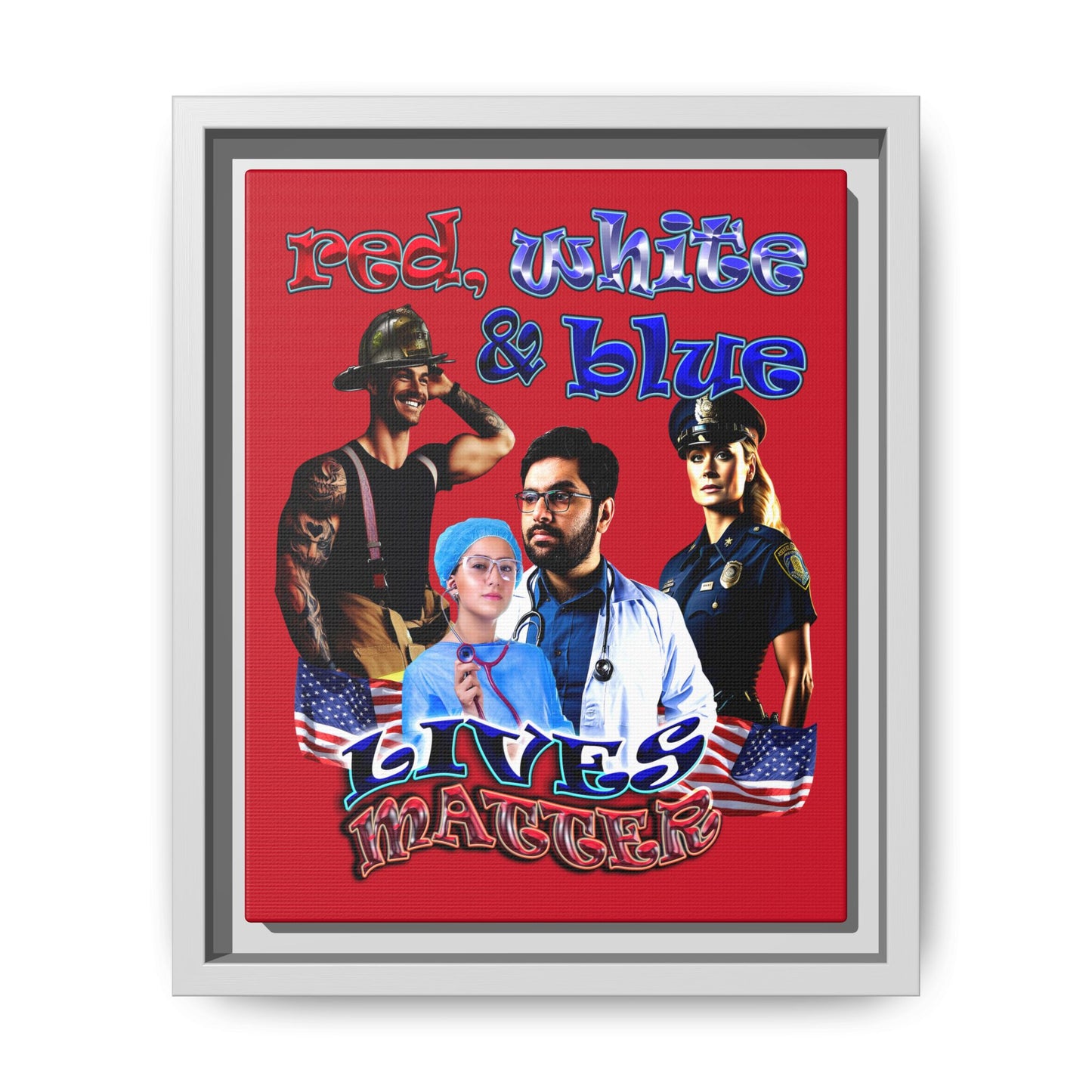 rw&b lives matter - framed canvas art (dark red)