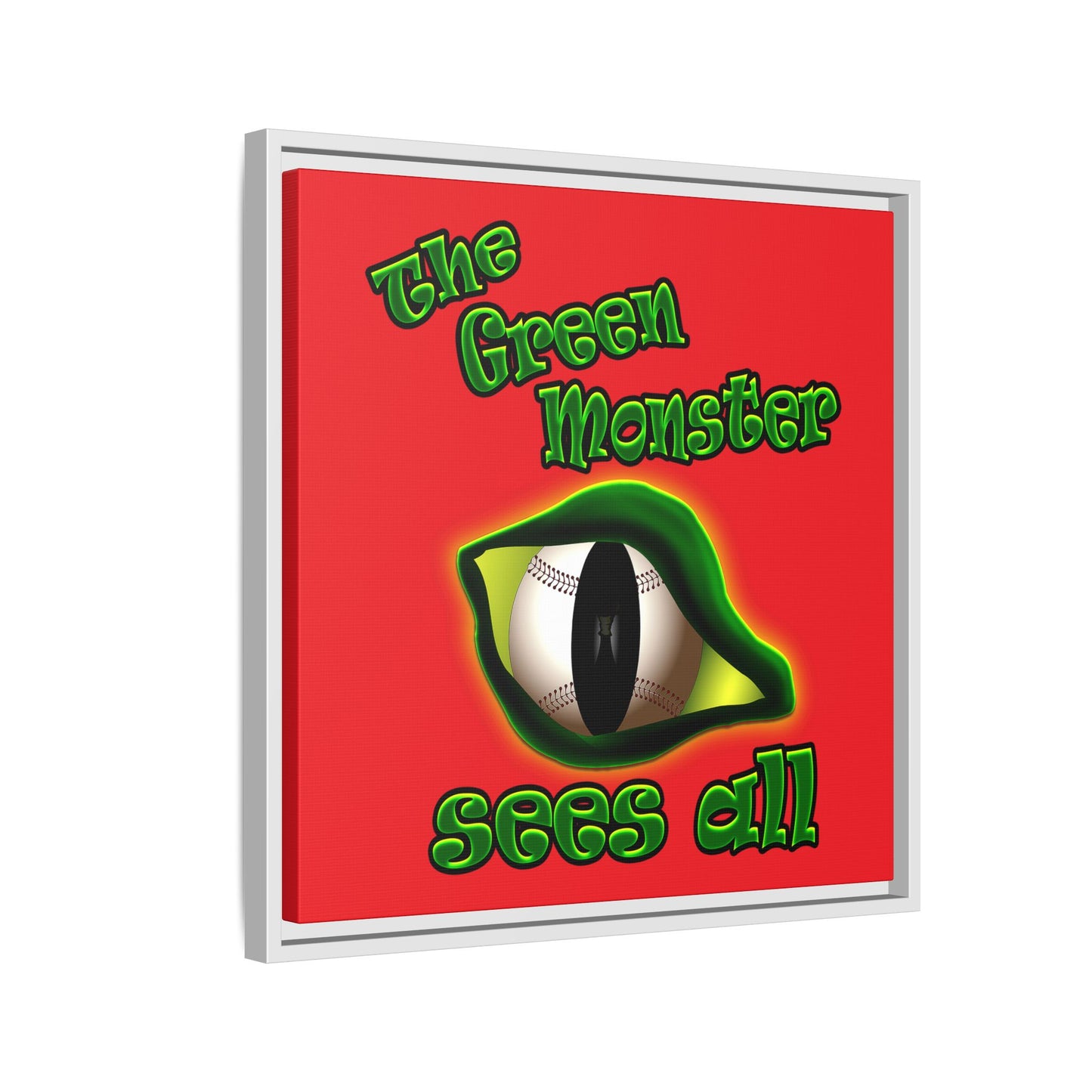 green monster - framed canvas art (red)