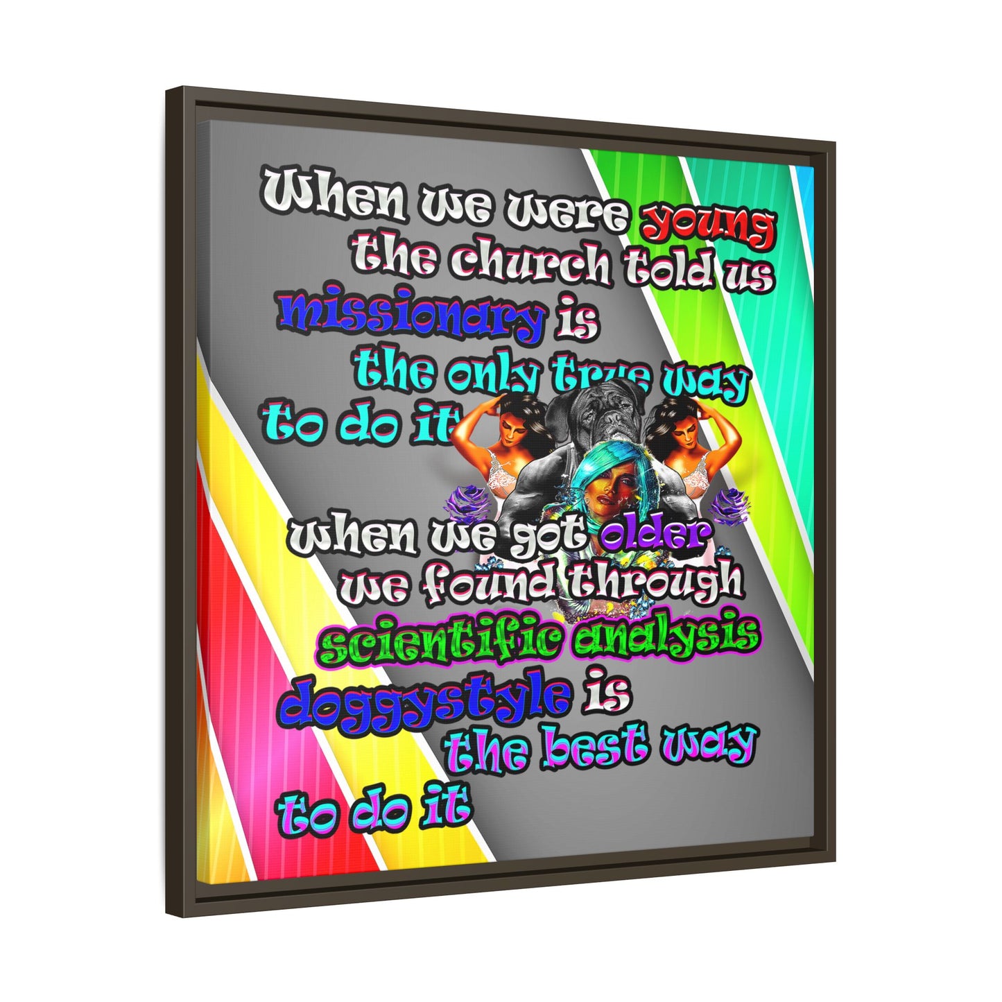 doggystyle - framed canvas art (rainbow split)
