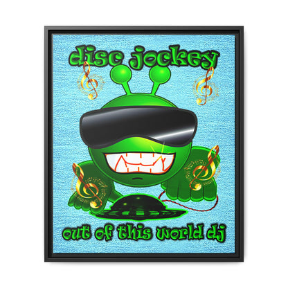 disc jockey - framed canvas art (faded blue)