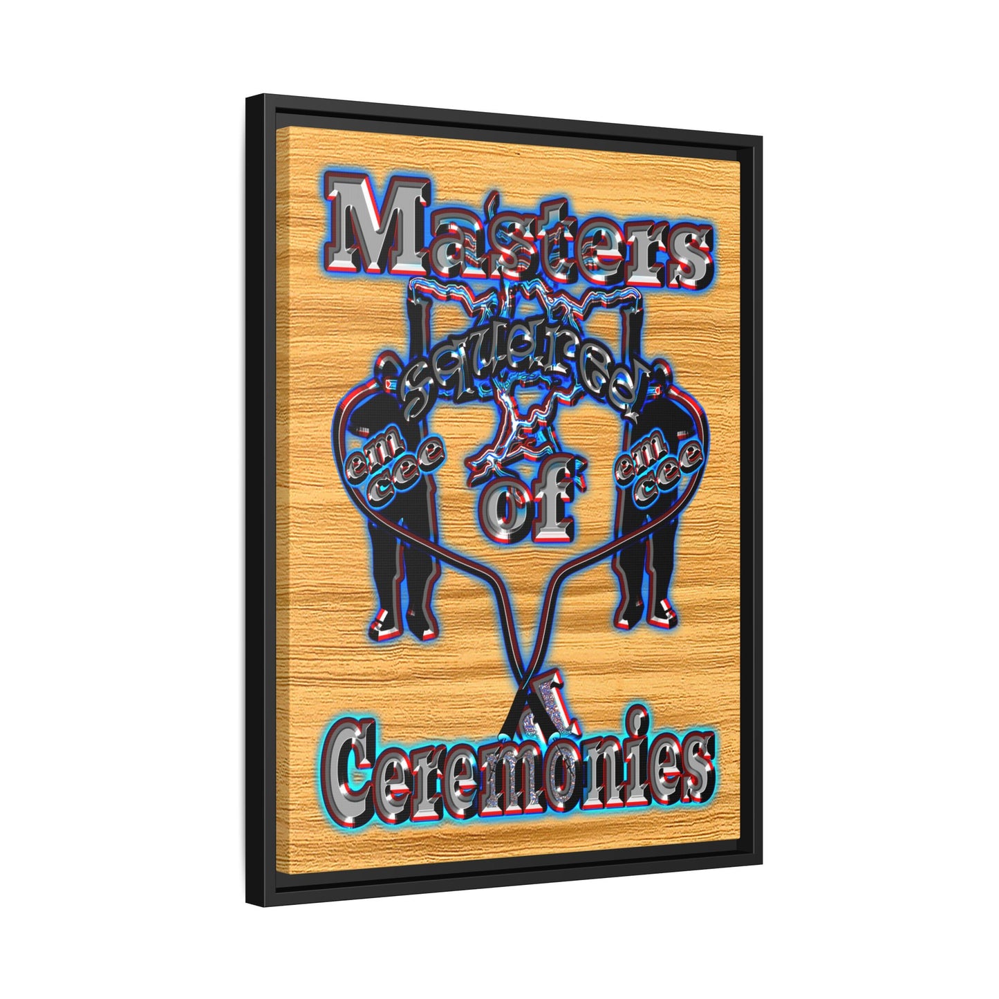 em cee squared - framed canvas art (butterscotch wood finish)