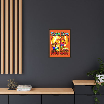 love peace - framed canvas art (orange)