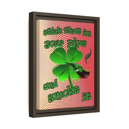 stick that in your pipe and smoke it - framed canvas art (yellow-orange wave)