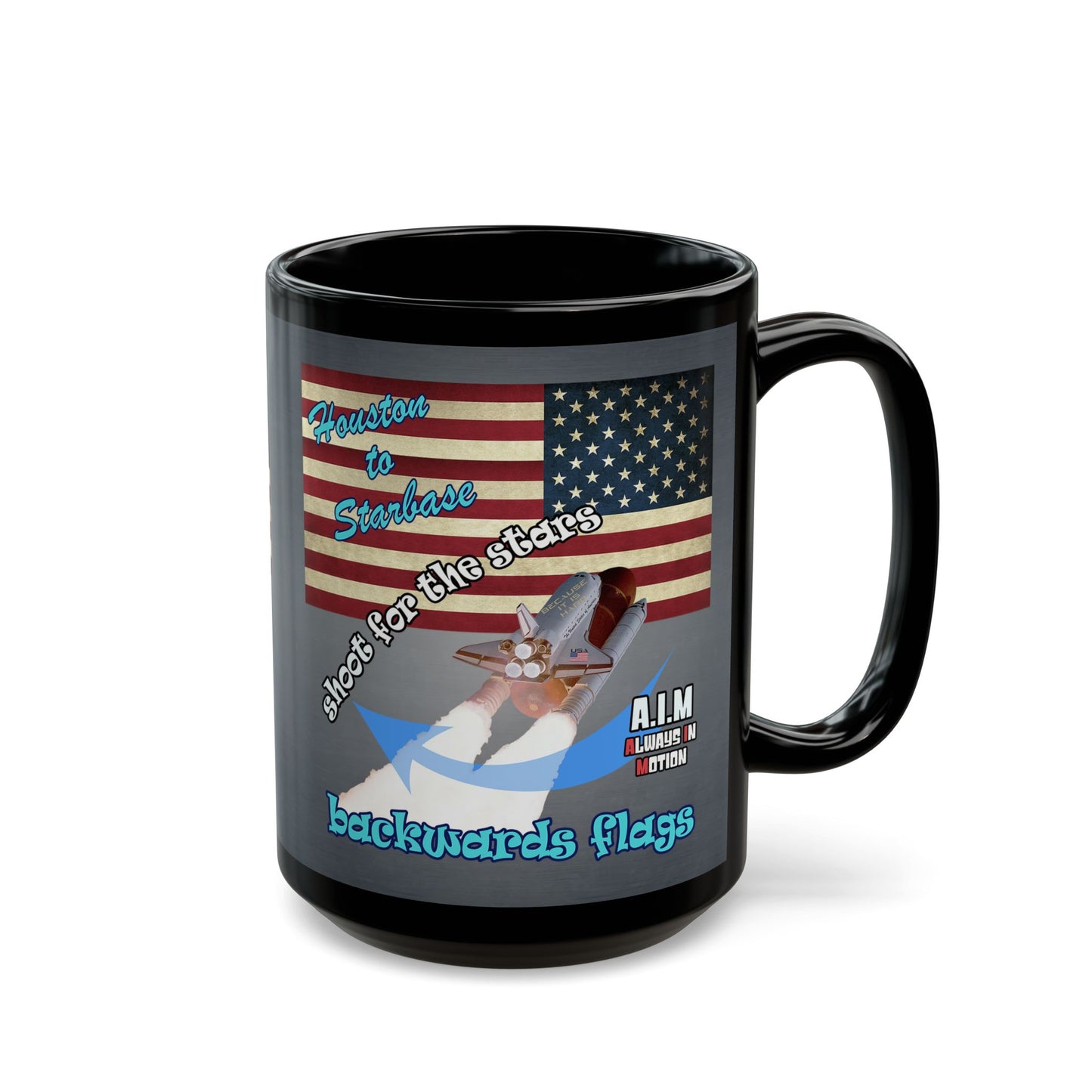 shoot for the stars - Black Mug (grey-light grey)