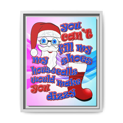 santa's shoes - framed canvas art (light blue-pink wave)