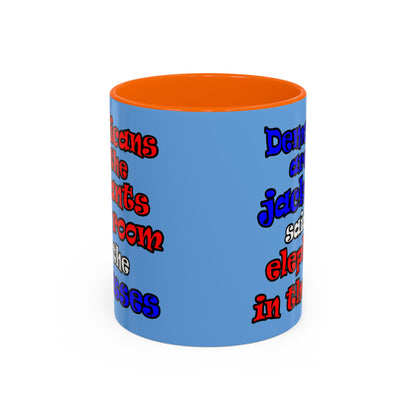 donkeys and elephants - Accent Mug (light blue)