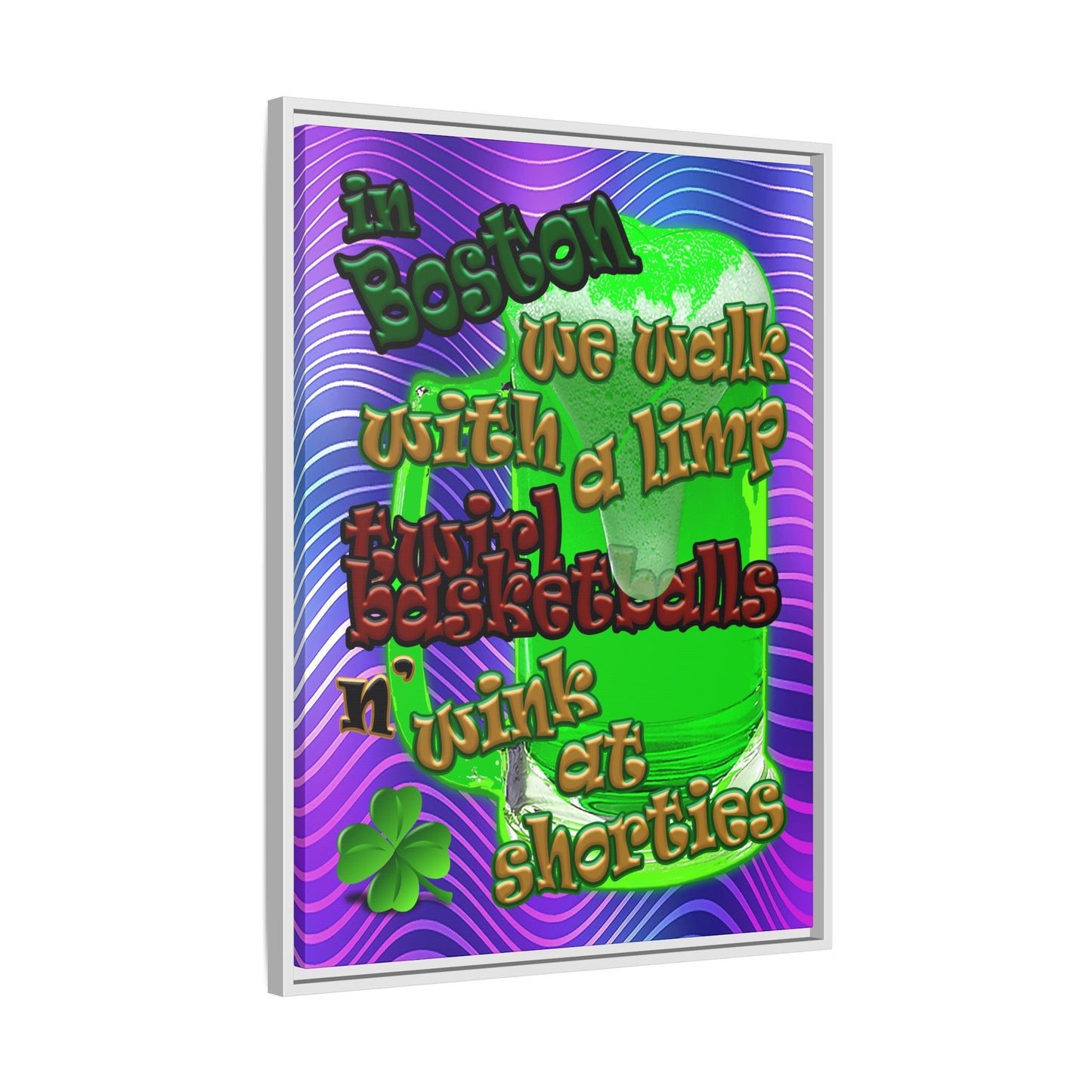 celtics logo - framed canvas art (purple wave)