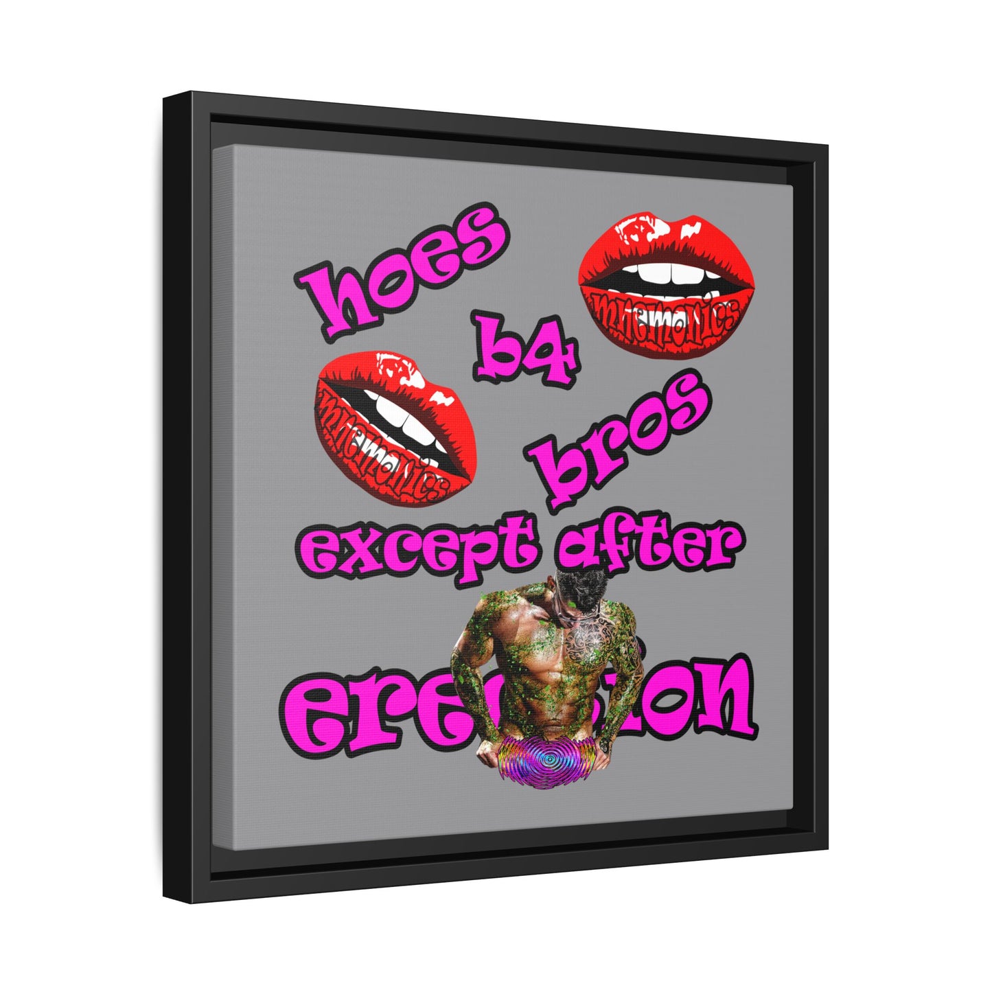 hoes b4 bros - framed canvas art (grey)