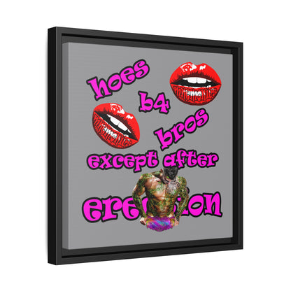 hoes b4 bros - framed canvas art (grey)