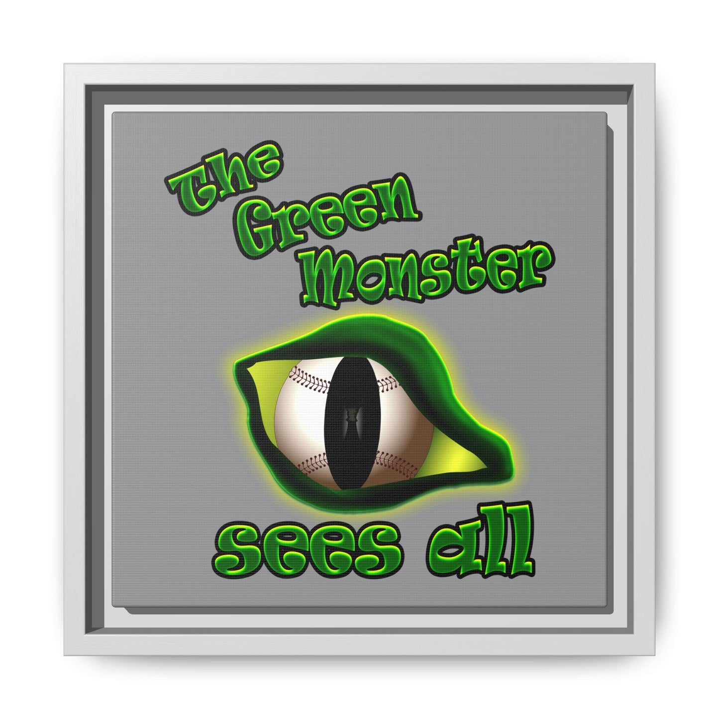 green monster - framed canvas art (grey)
