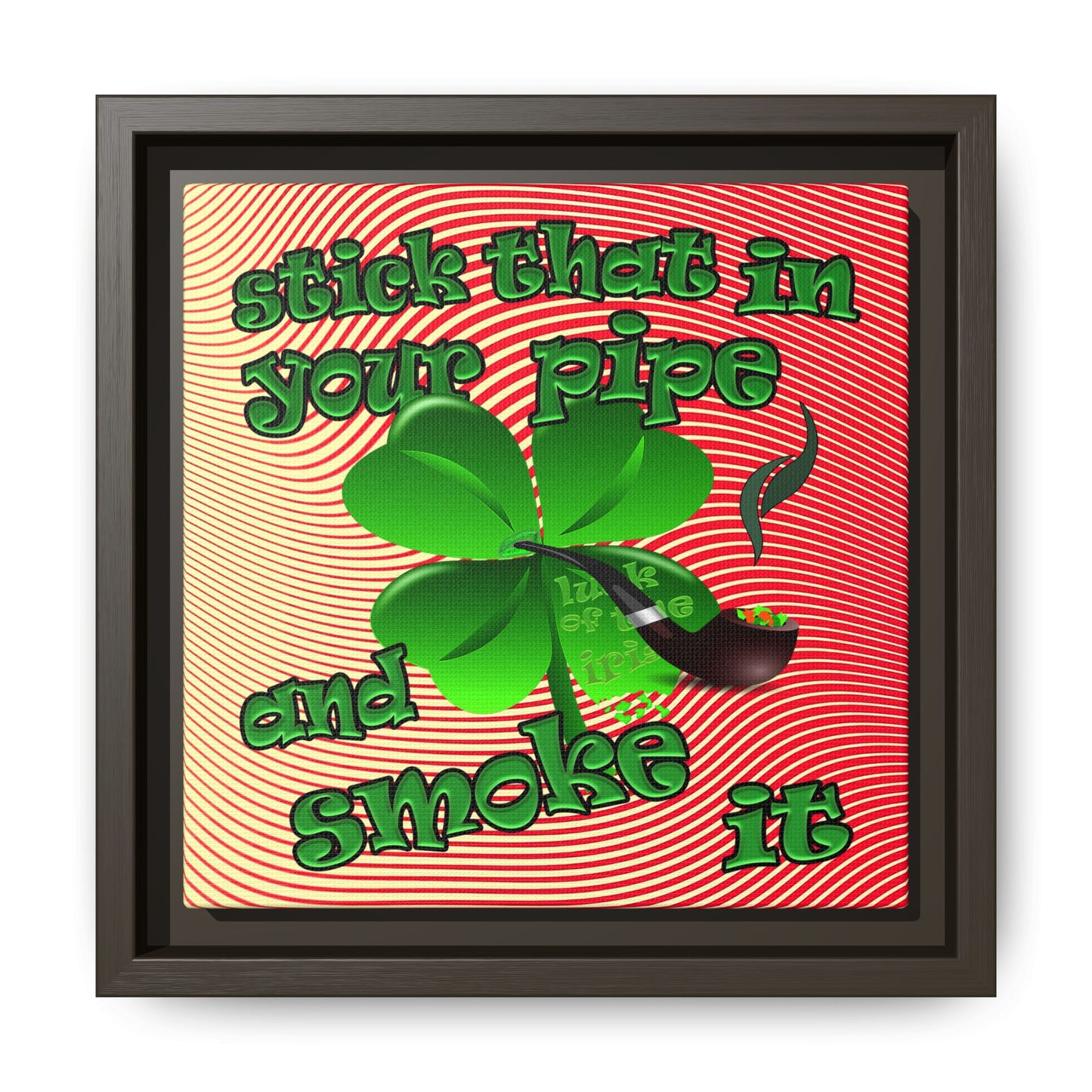 stick that in your pipe and smoke it - framed canvas art (yellow-orange wave)