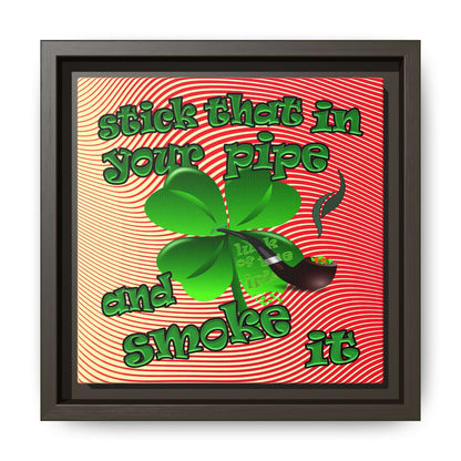 stick that in your pipe and smoke it - framed canvas art (yellow-orange wave)