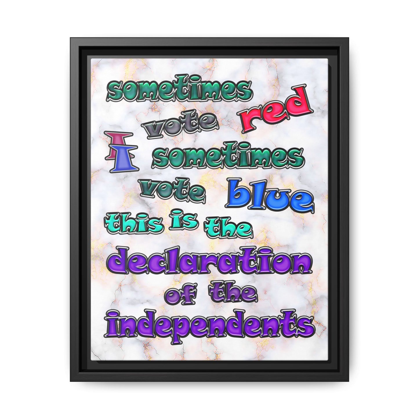 declaration of the independents - framed canvas art (white marble)