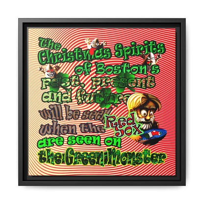 christmas spirits of boston - framed canvas art (yellow-orange wave)