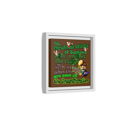 christmas spirits of boston - framed canvas art (brown)
