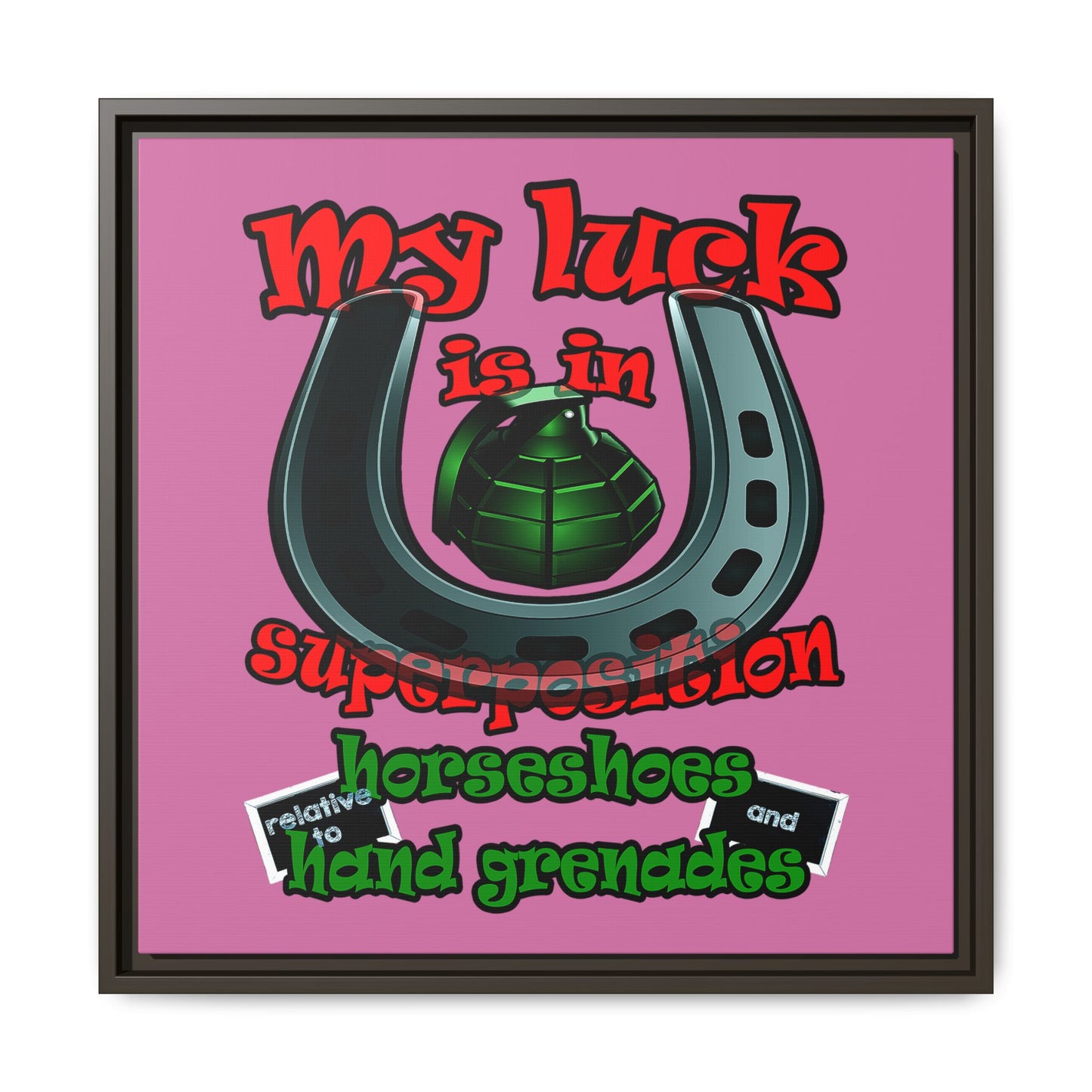 my luck - framed canvas art (light pink)