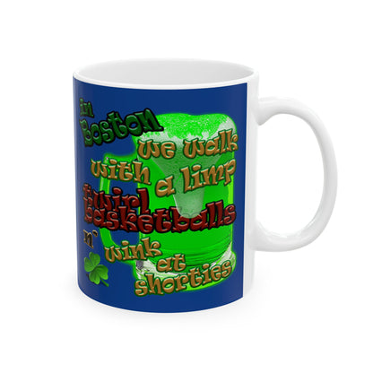 celtics logo - White Mug (dark blue)