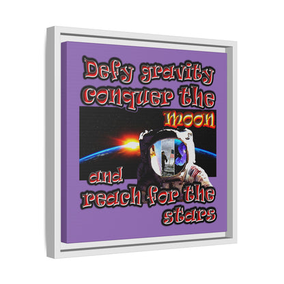 defy conquer reach - framed canvas art (light purple)