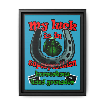 my luck - framed canvas art (turquoise)
