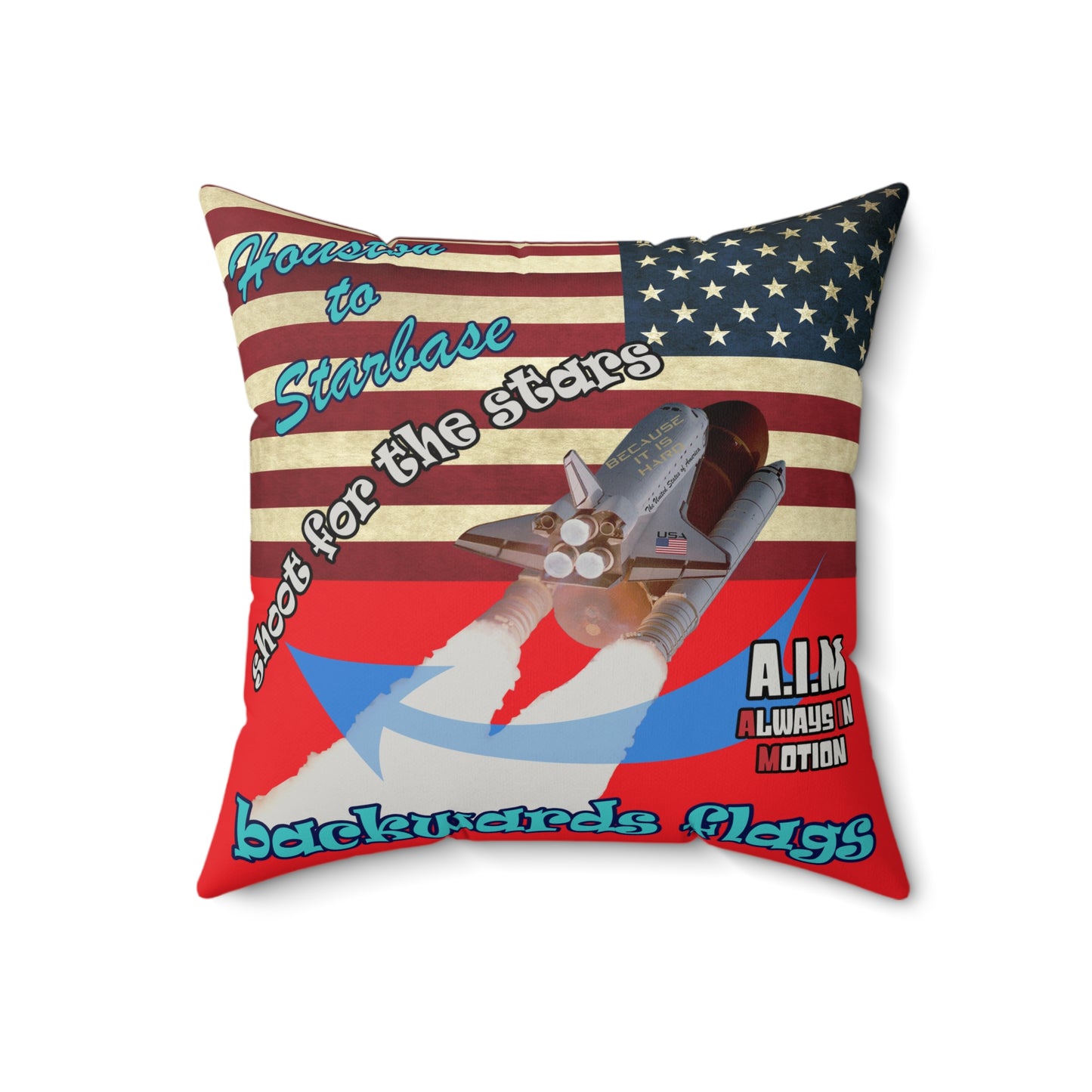 shoot for the stars - Faux Suede Square Pillow - (red)