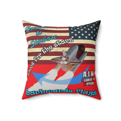 shoot for the stars - Faux Suede Square Pillow - (red)