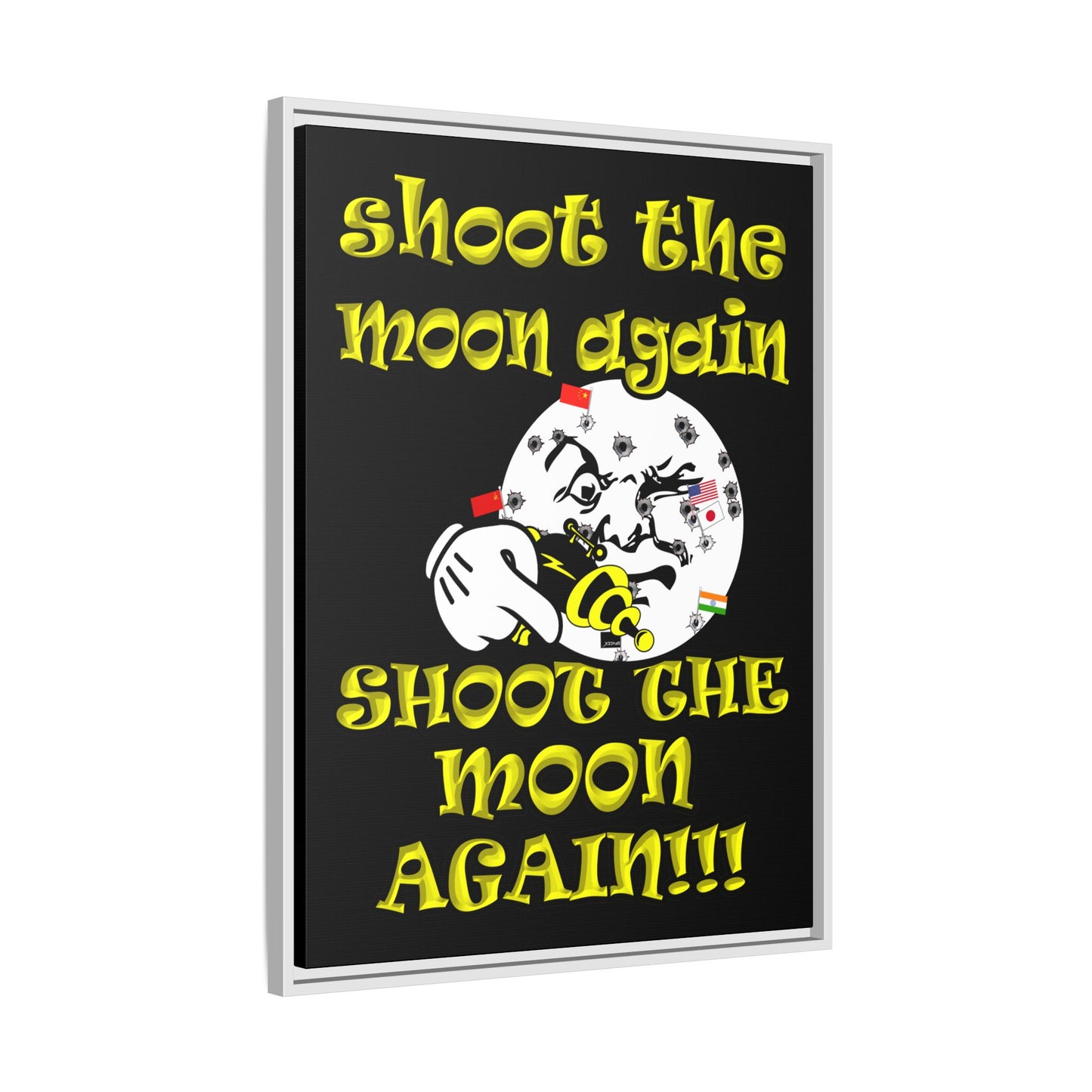 shoot the moon again - framed canvas art (black)
