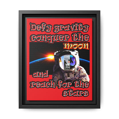 defy conquer reach - framed canvas art (red)