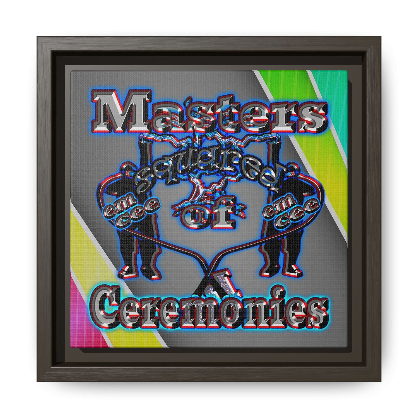 em cee squared - framed canvas art (rainbow split)
