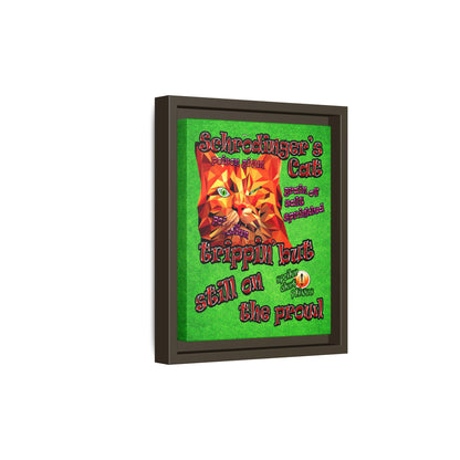 schrodinger's cat - framed canvas art (green turf)
