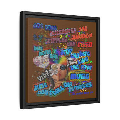 drop the beat - framed canvas art (brown)