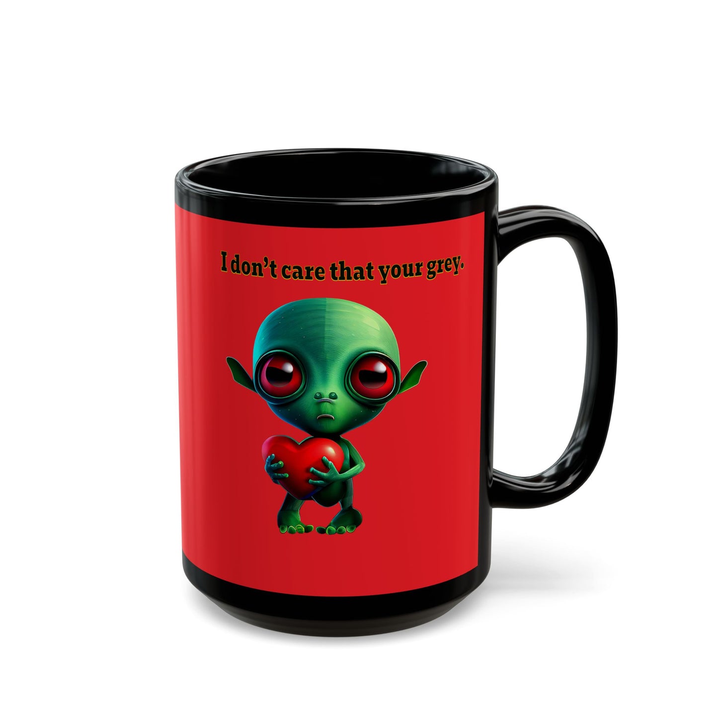 I don't care that your grey - Black Mug (red)