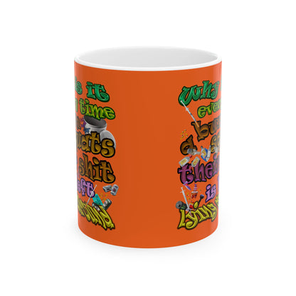 the bum's shit - White Mug (orange)