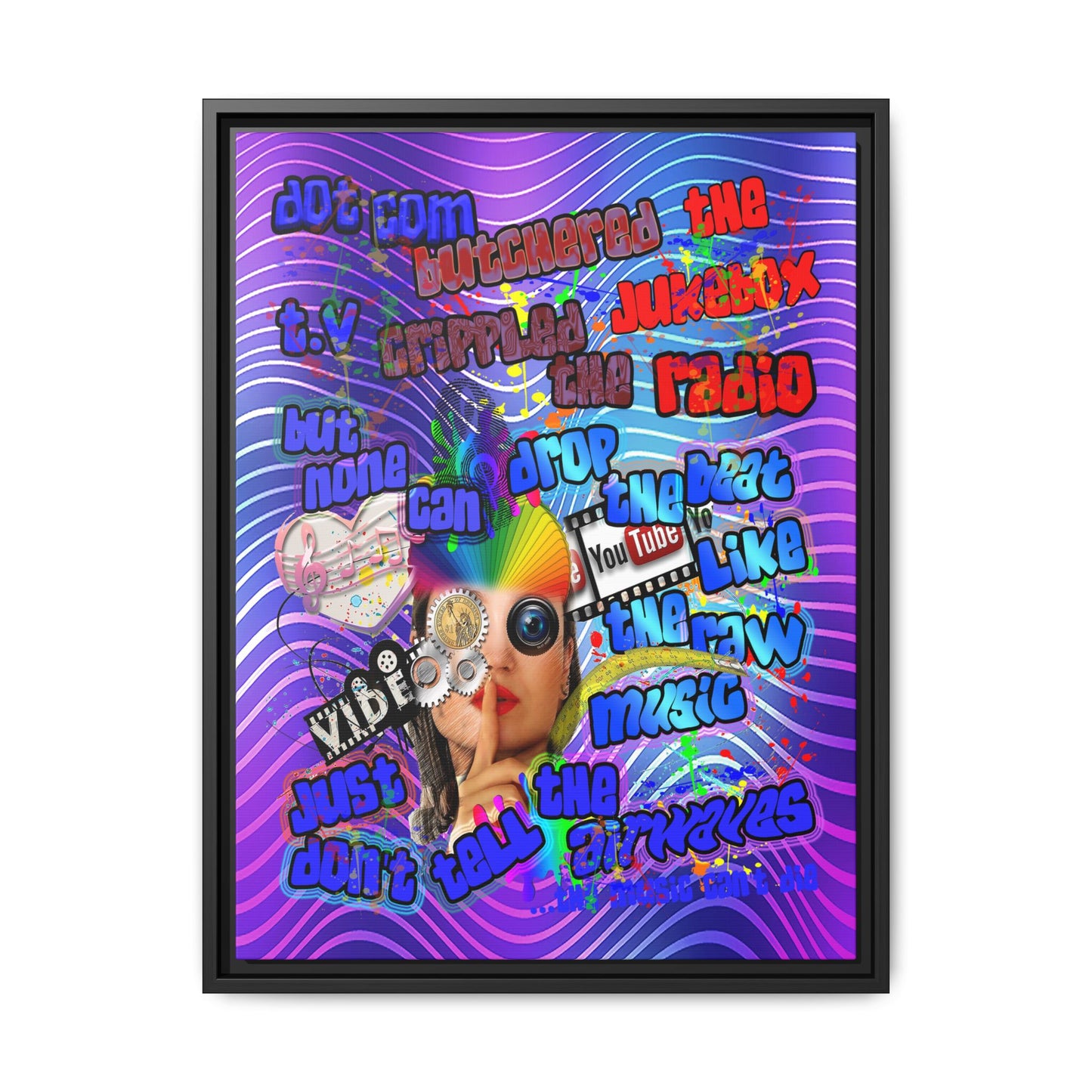 drop the beat - framed canvas art (purple wave)