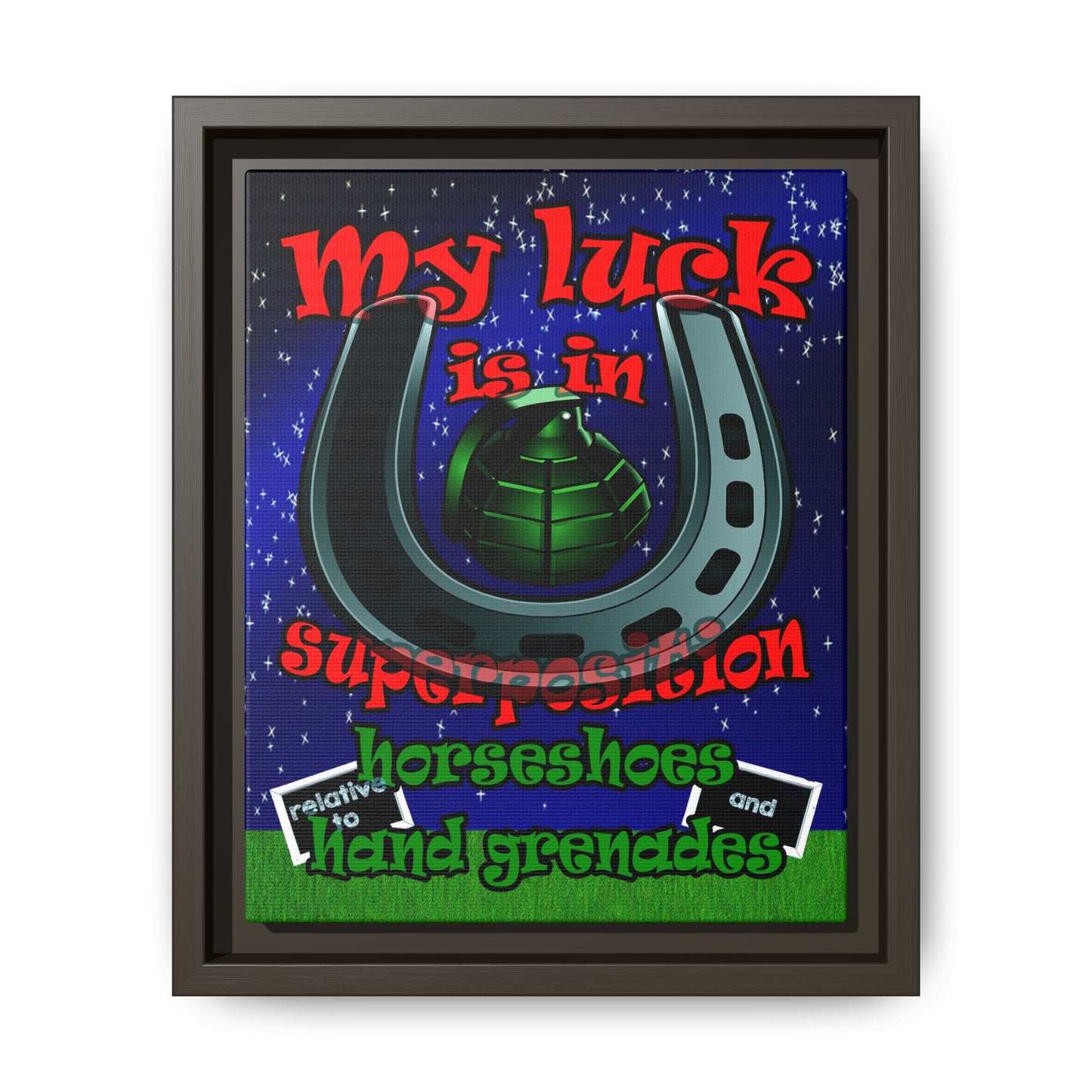 my luck - framed canvas art ('snoops' background)