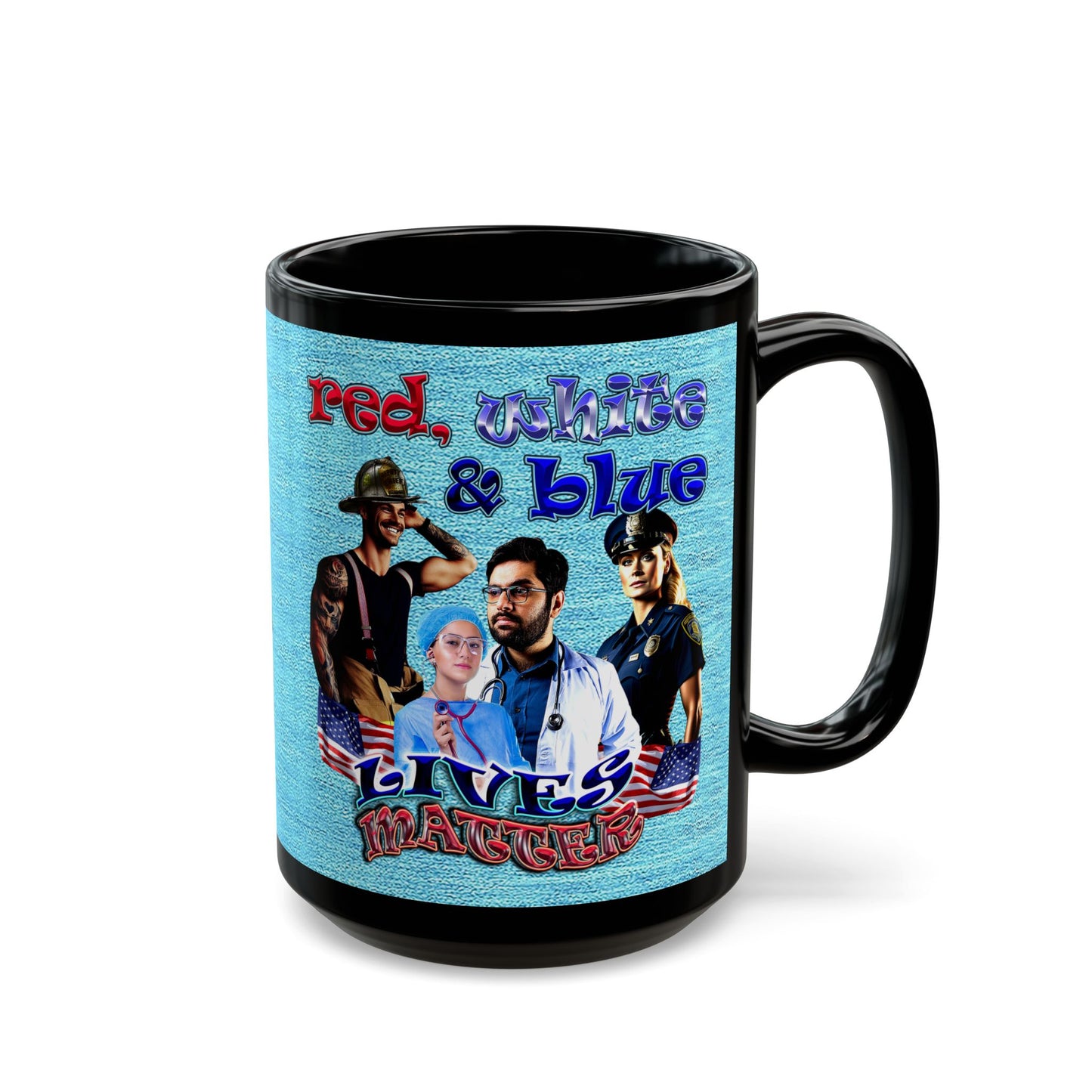 rw&b lives matter - Black Mug (faded blue)