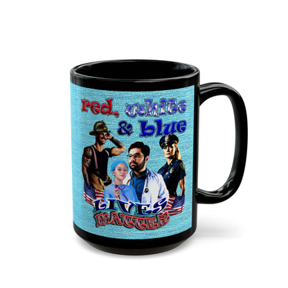 rw&b lives matter - Black Mug (faded blue)